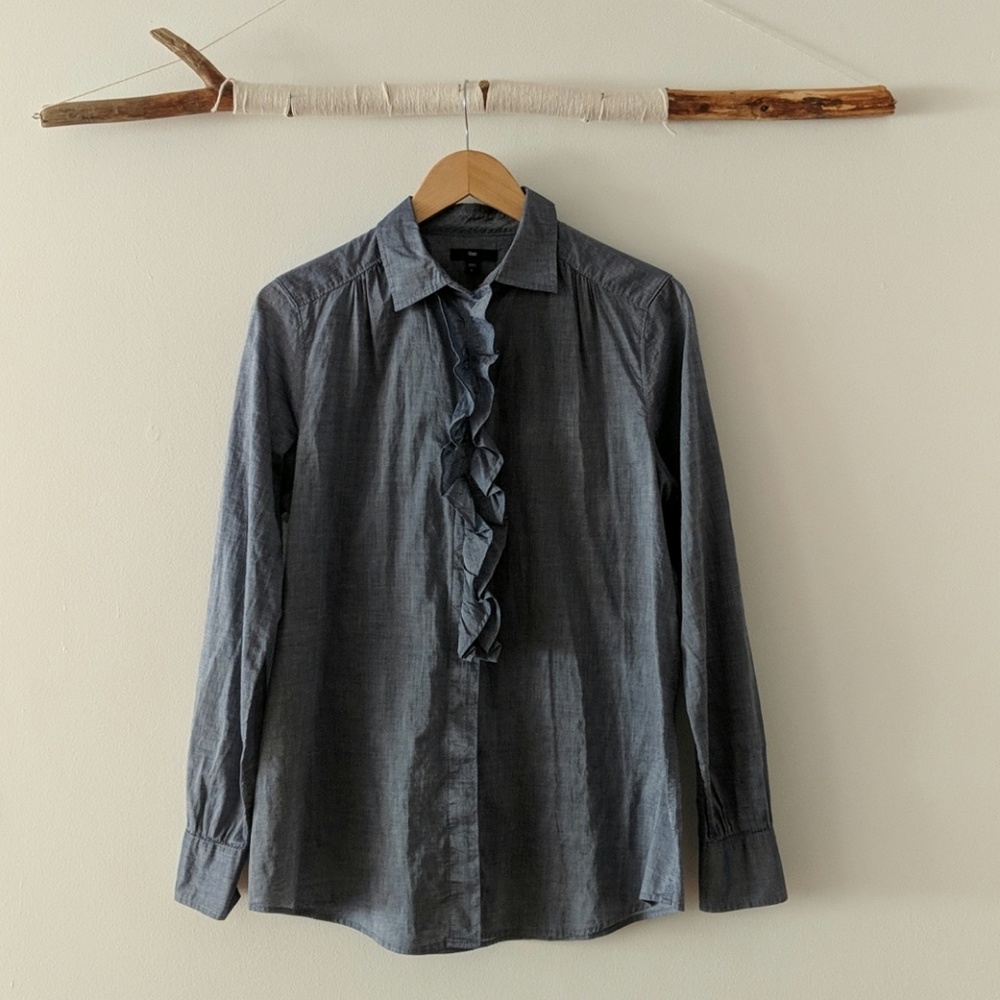 GAP chambray ruffle shirt